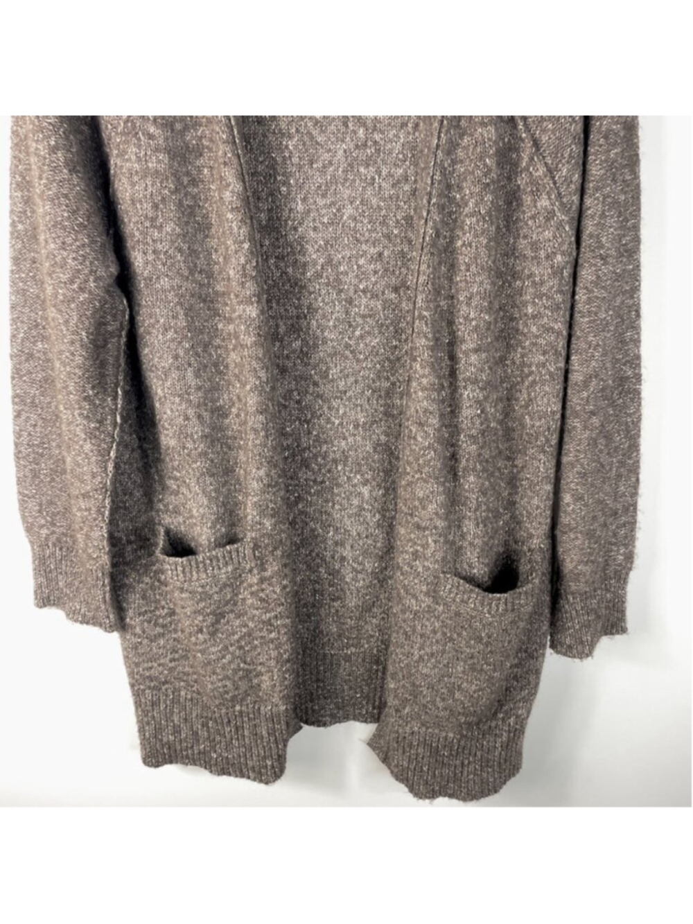 Lucky Brand Women's Cardigan Sweater Open Long Sleeve Brown Knit Pockets Size M - Picture 6 of 11